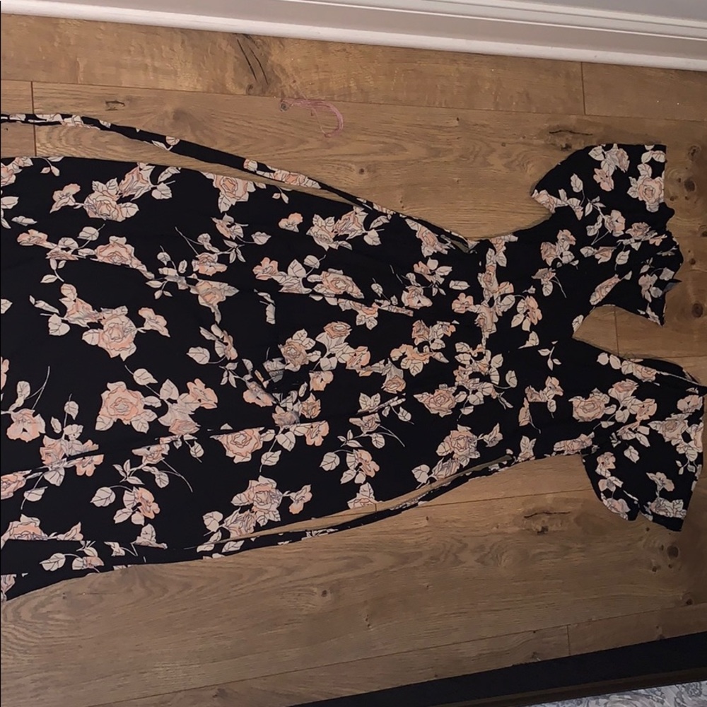 A long dress with an open front with shorts